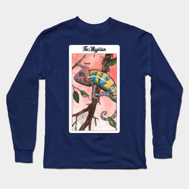 The Magician Chameleon Card Long Sleeve T-Shirt by Heather Dorsch Creations